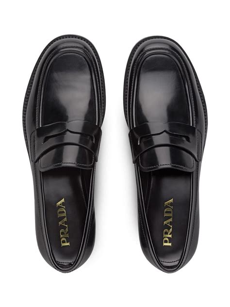 mens prada black leather slip on mules|Prada sole loafer shoes.